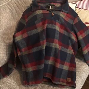 John Wayne Stock & Supply Co Plaid Quarter Zip Fleece Pullover Jacket men’s XXL